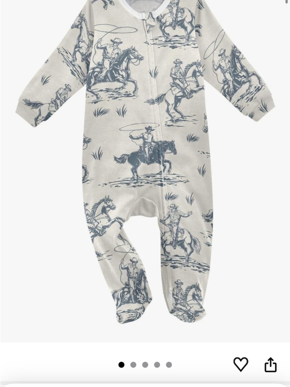 Cowboy Print Baby One-Piece - Gray/Blue